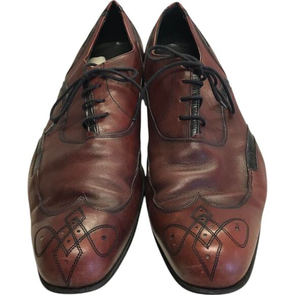 D&G Dolce Gabbana Leather Oxford Shoes Mens 42.5 Brown Wingtip Lace Up main image 9